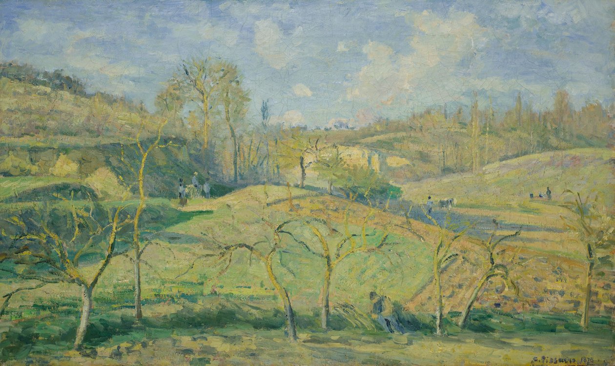 Maart zon, Pontoise door Camille Pissarro