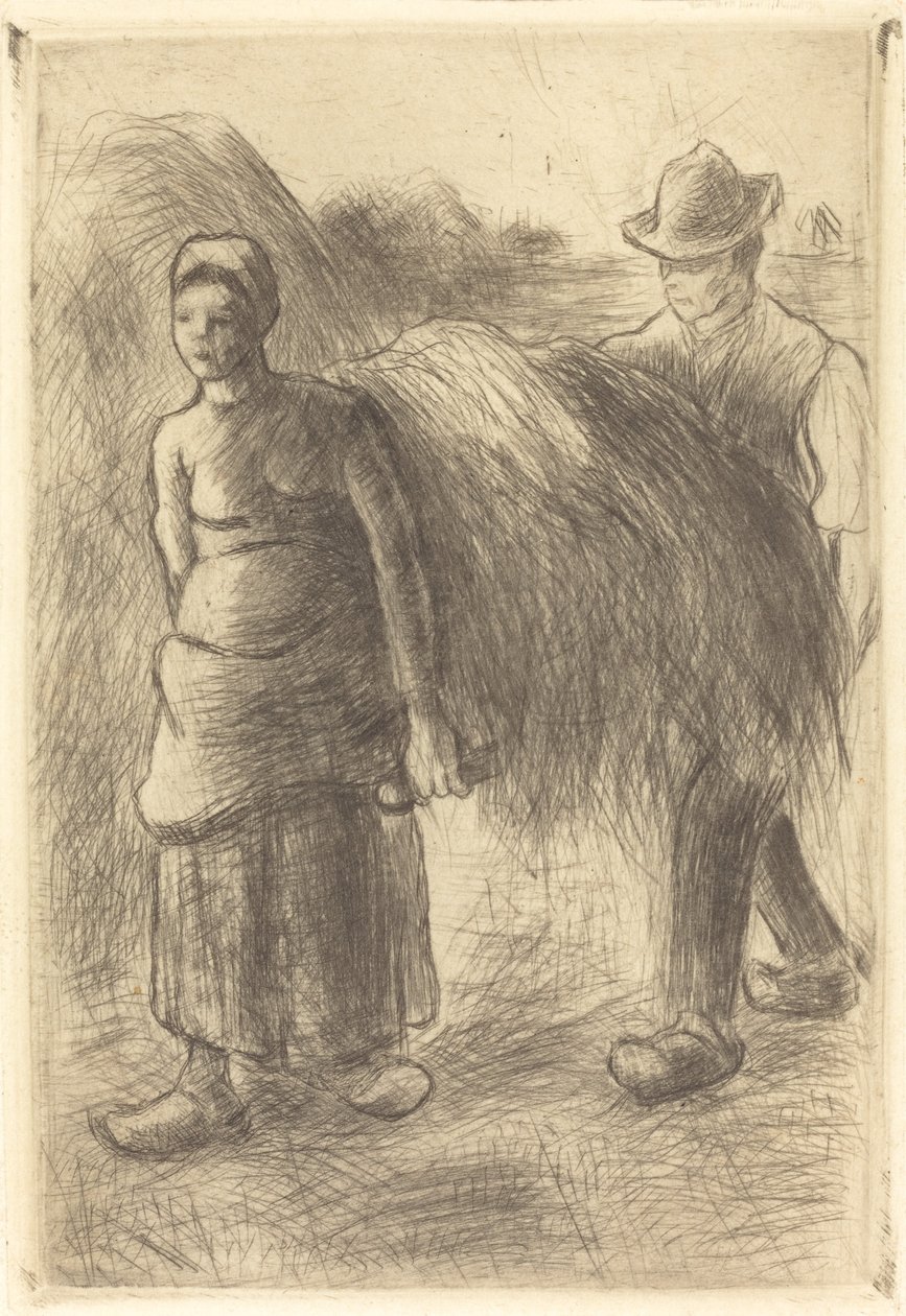 Boeren die hooi dragen, 1900 door Camille Pissarro