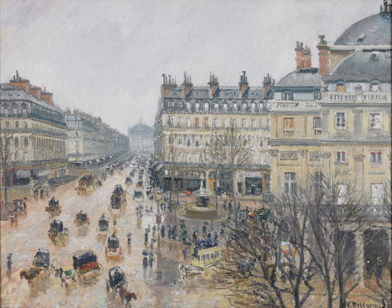 Place du Théâtre Français, Parijs: Regen door Camille Jacob Pissarro