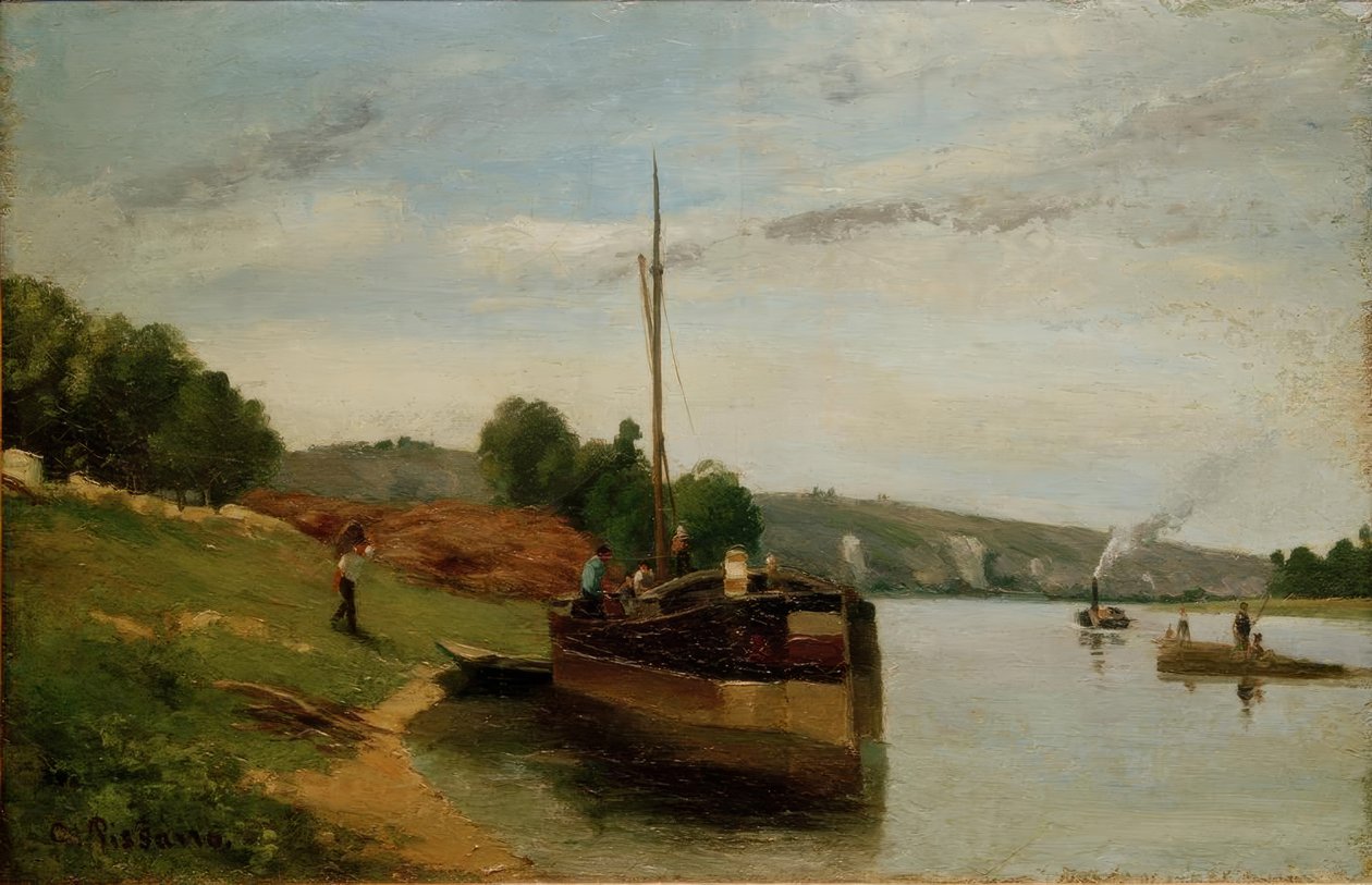 Aken op de Seine door Camille Jacob Pissarro