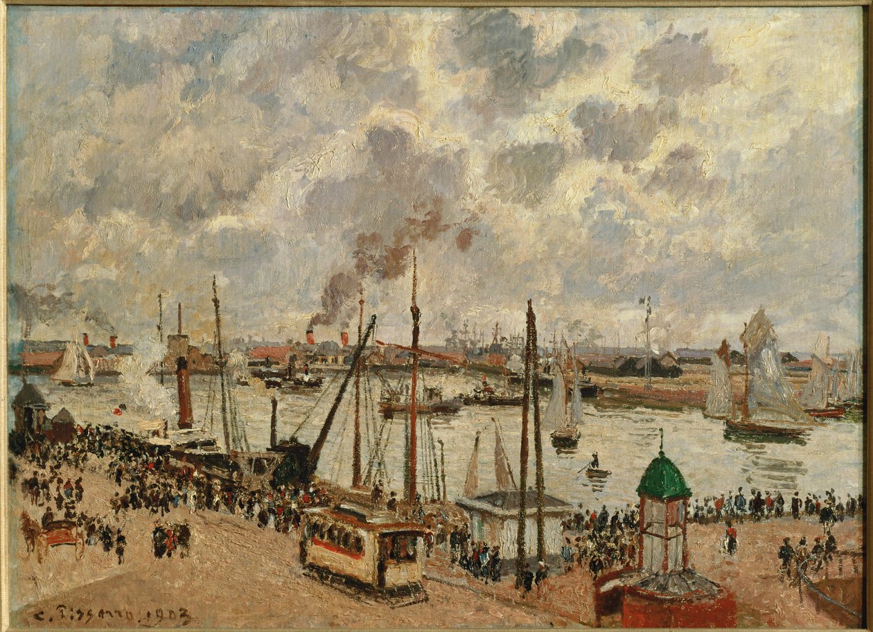 Port du Havre ... (olieverf op doek) door Camille Pissarro