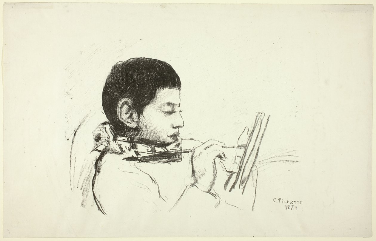 Portret: Lucien Pissarro door Camille Pissarro