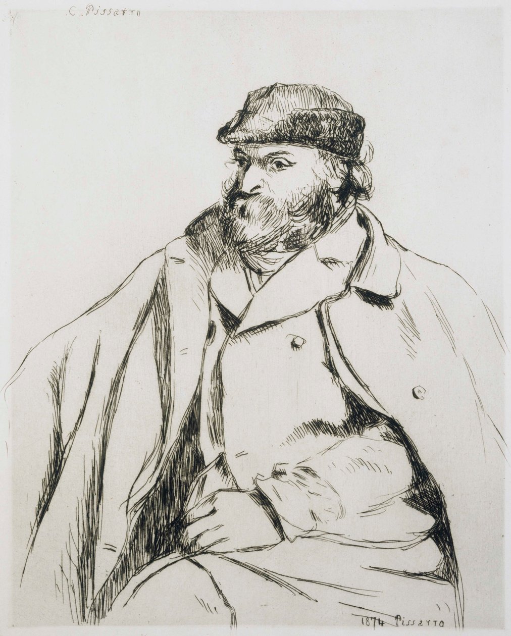 Portret van Cezanne (Staat I) door Camille Jacob Pissarro