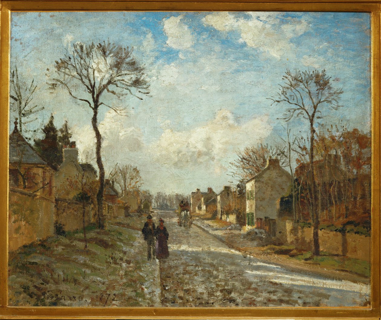Straat in Louveciennes (olieverf op doek) door Camille Pissarro