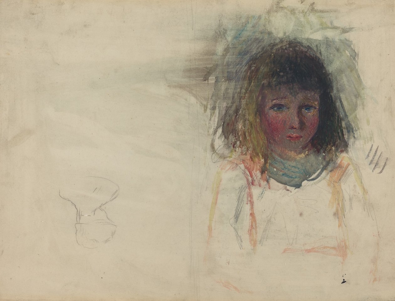 De zoon van de kunstenaar Georges [verso], ca. 1880 door Camille Pissarro