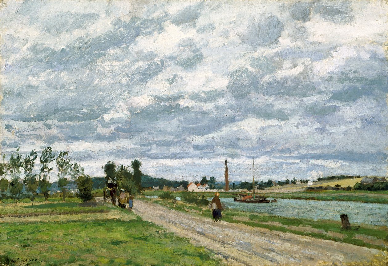 De oevers van de Oise bij Pontoise door Camille Pissarro