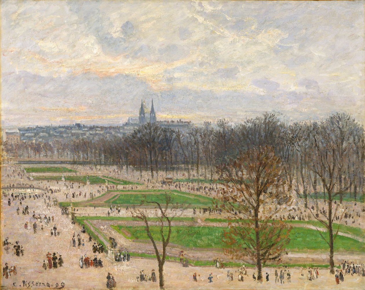 De tuin van de Tuilerieën op een wintermiddag door Camille Jacob Pissarro