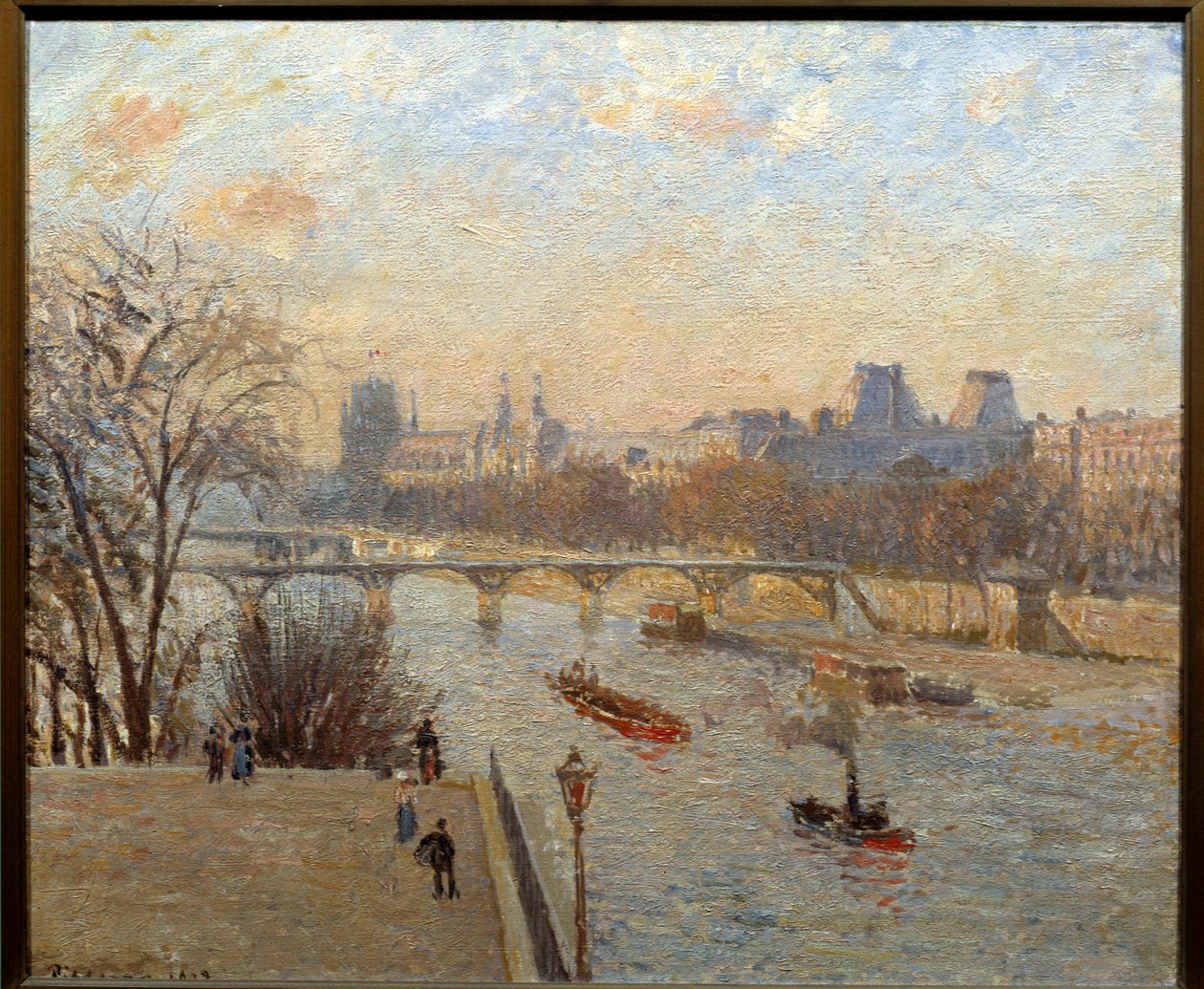 Het Louvre en de Pont des Arts in Parijs door Camille Jacob Pissarro