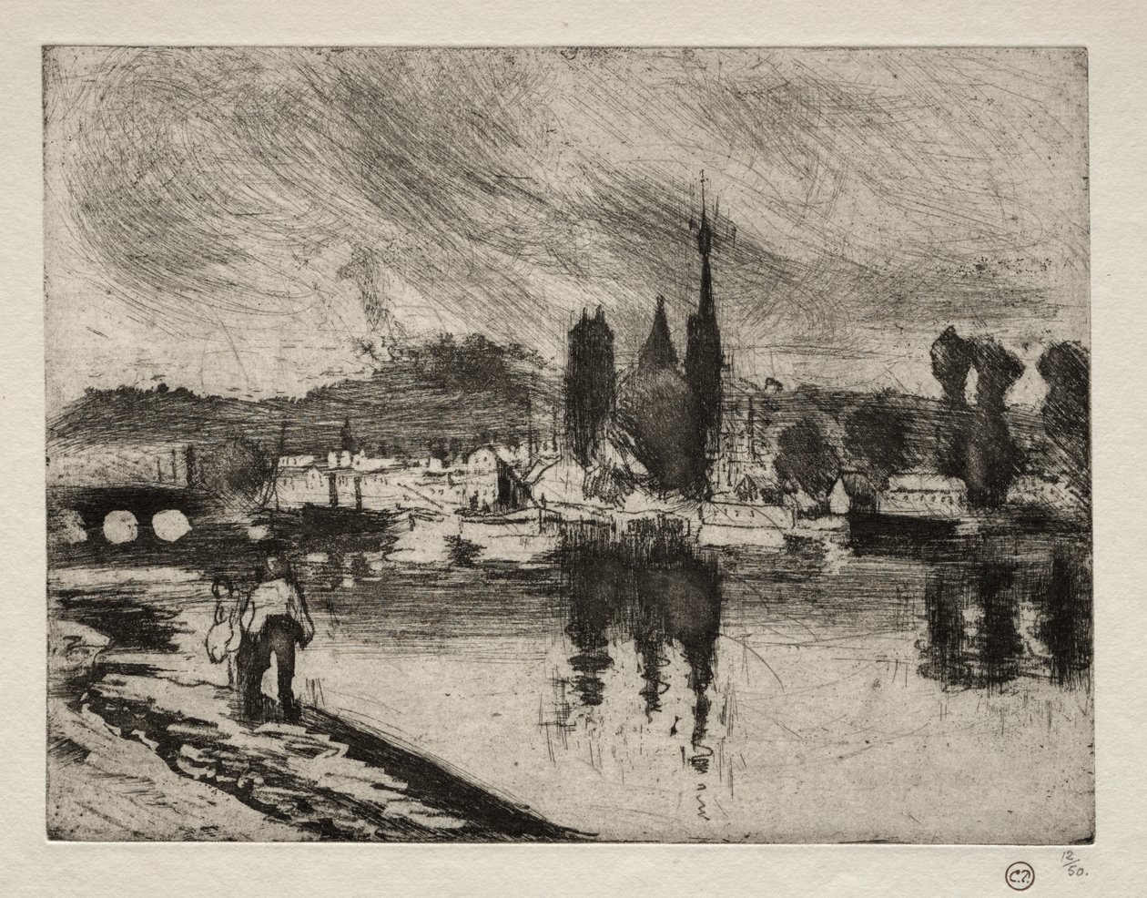 Uitzicht op Rouen door Camille Pissarro