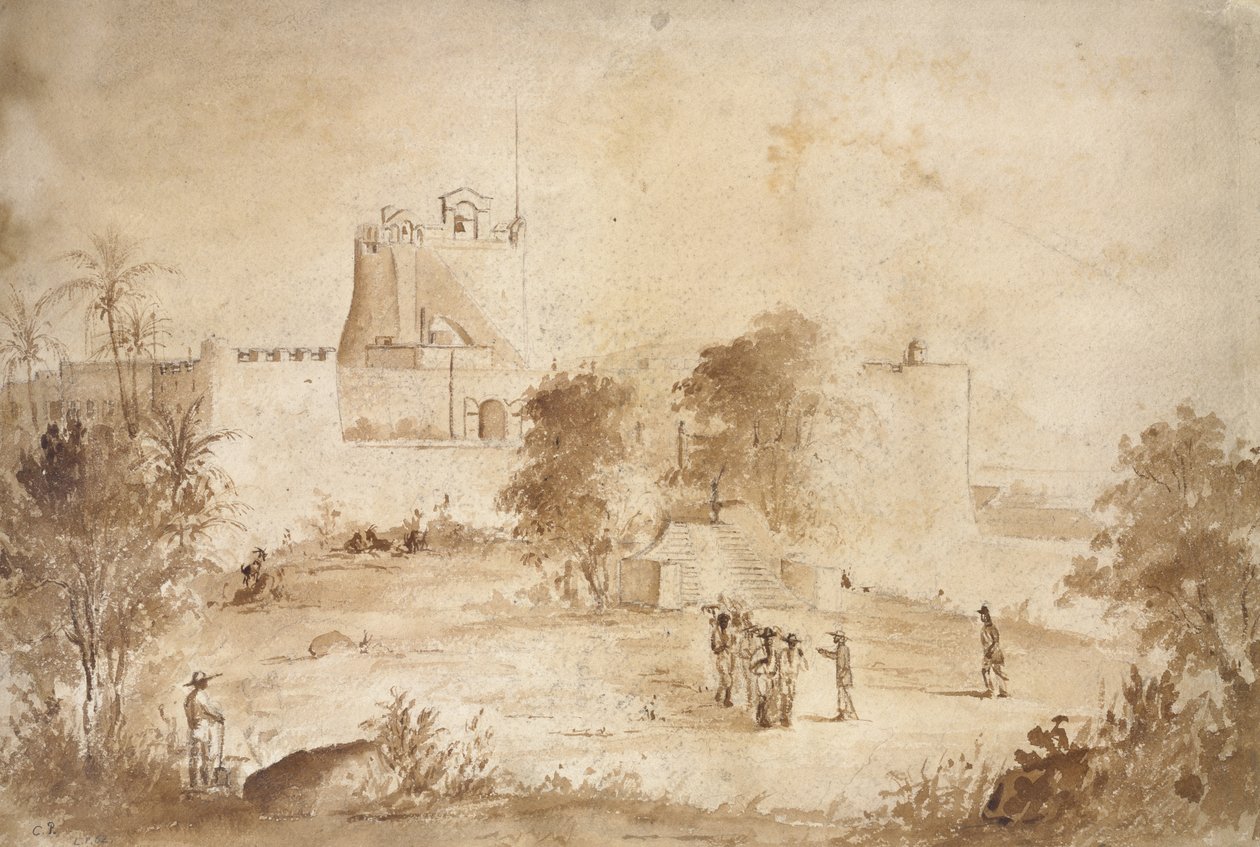 Uitzicht op een Militaire Vesting, Christiansfort, Charlotte Amalie, St Thomas, West-Indië door Camille Jacob Pissarro
