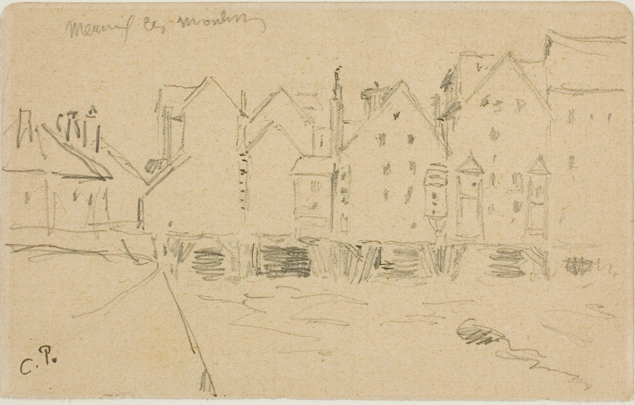 Watermolens in Meaux door Camille Pissarro