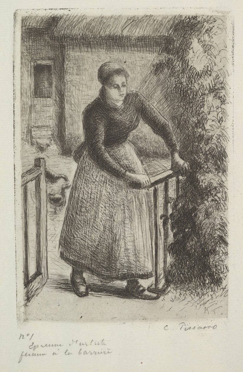 Vrouw bij de poort, 1889 door Camille Jacob Pissarro