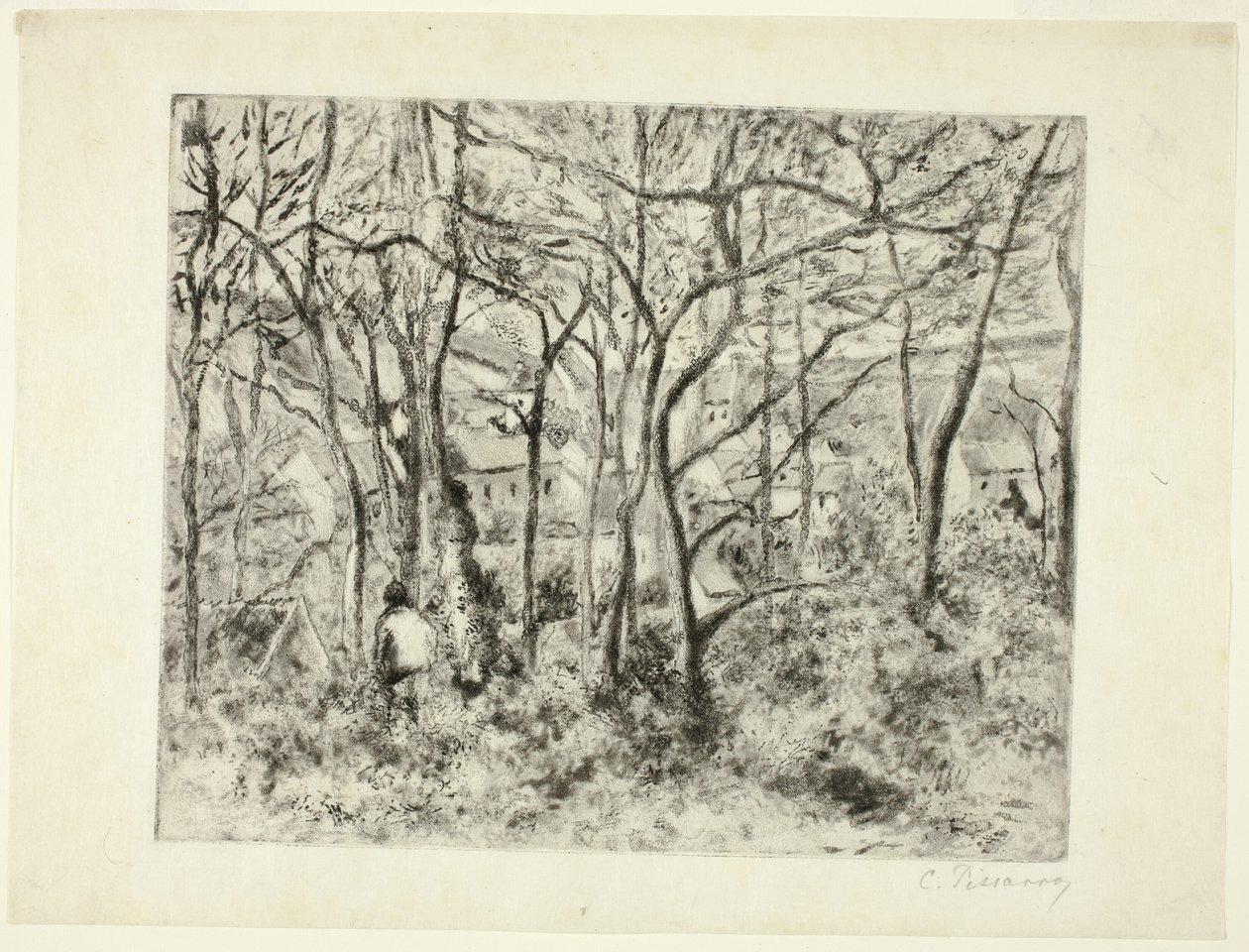 Bosgebied bij de Hermitage door Camille Pissarro