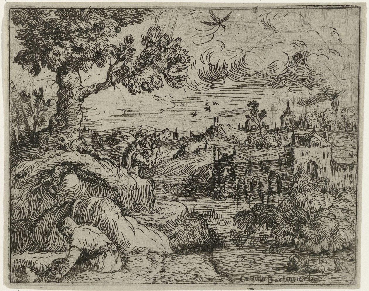 Landschap met bewolkte hemel door Camillo Berlinghieri