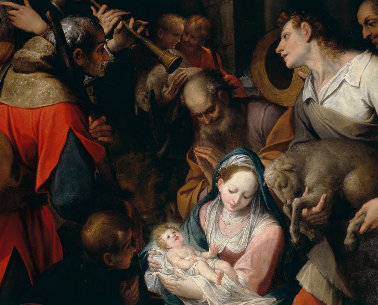 Aanbidding van de herders (detail) door Camillo Procaccini