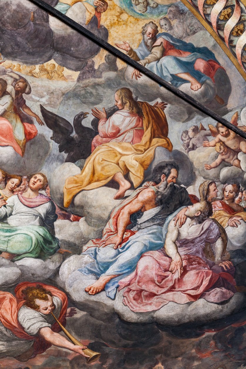 Engelen die muziek spelen (detail) door Camillo Procaccini
