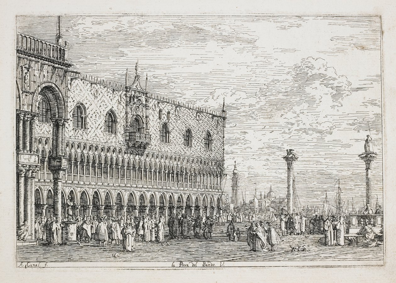 La Piera del Bando (De Proclamatiesteen, Venetië) door Giovanni Antonio Canal