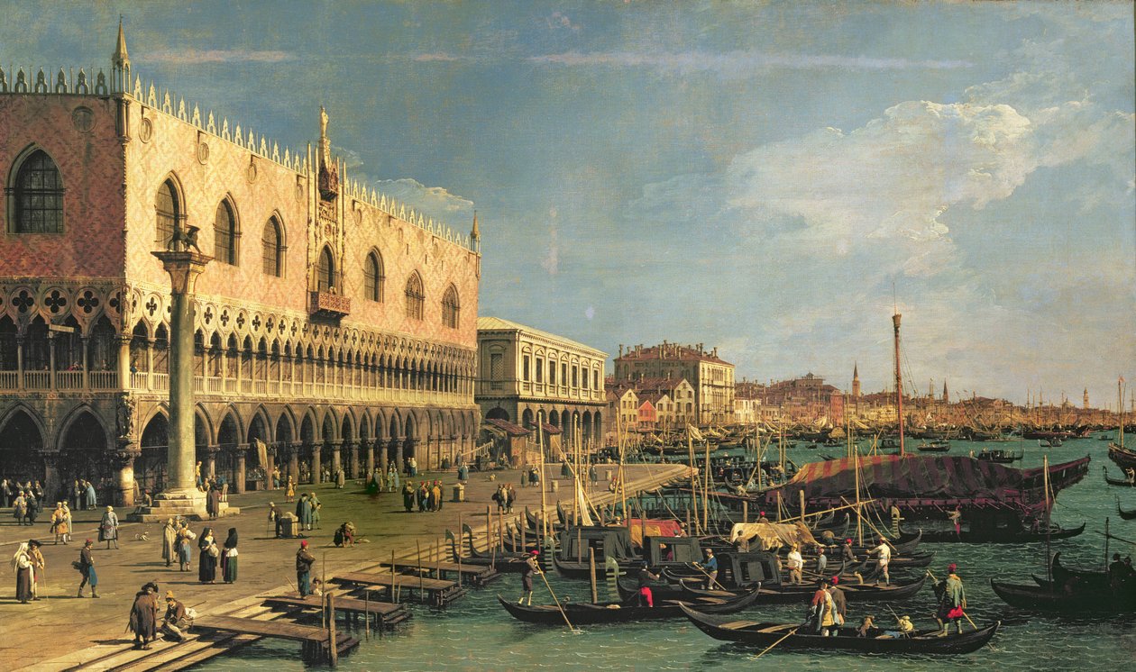 Palazzo Ducale en de Riva degli Schiavoni, Venetië door Giovanni Antonio Canal