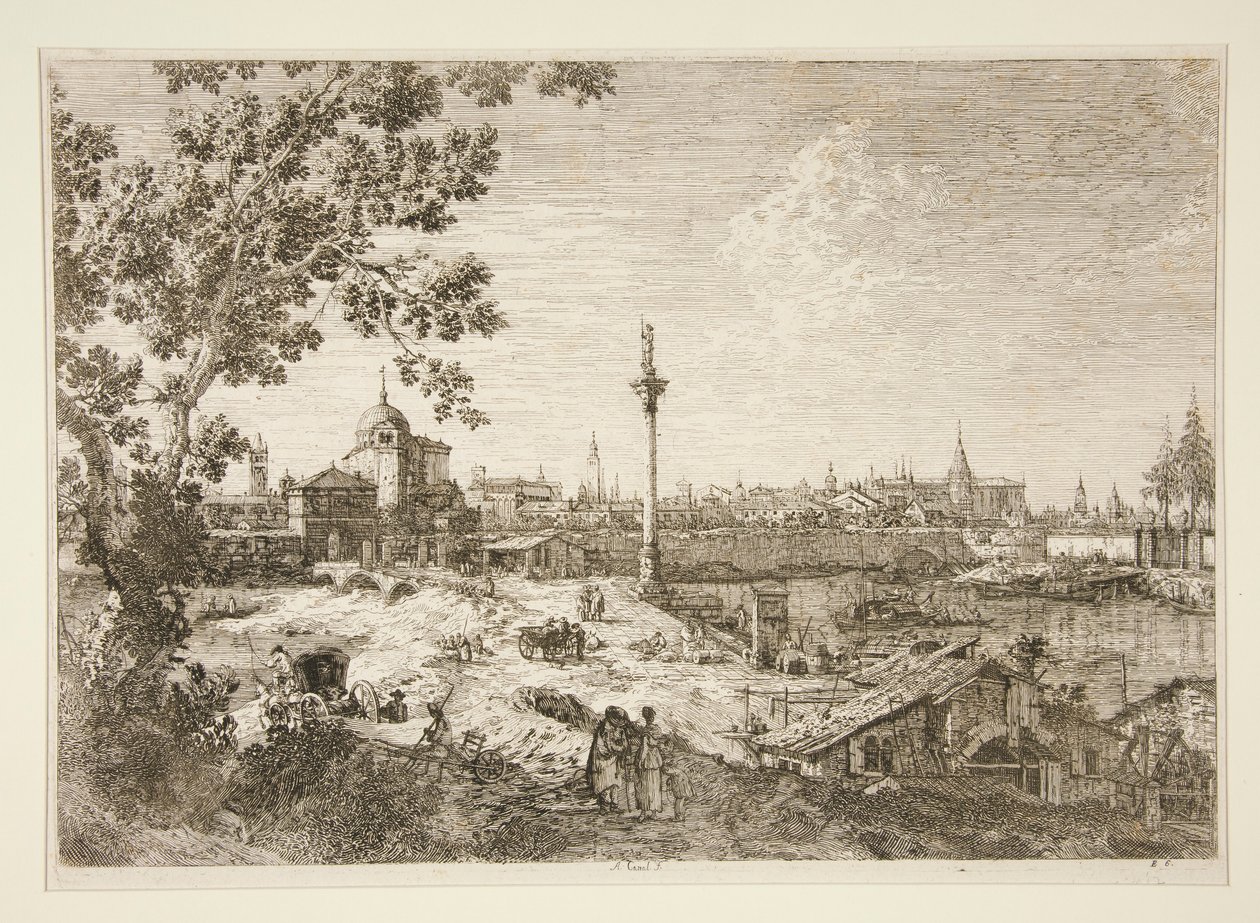 Imaginair Uitzicht op Padua, uit de serie Vedute door Canaletto (Giovanni Antonio Canal)