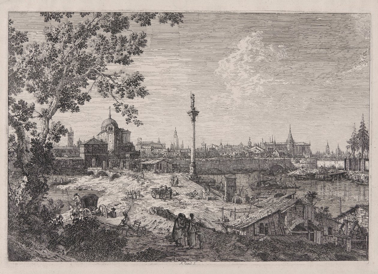 Imaginair Uitzicht op Padua, uit de serie Vedute (Gezichten) door Canaletto (Giovanni Antonio Canal)