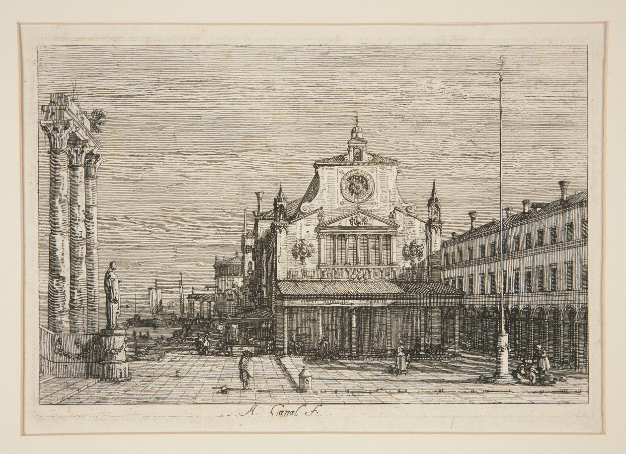 Imaginaire weergave van S. Giacomo di Rialto door Canaletto (Giovanni Antonio Canal)
