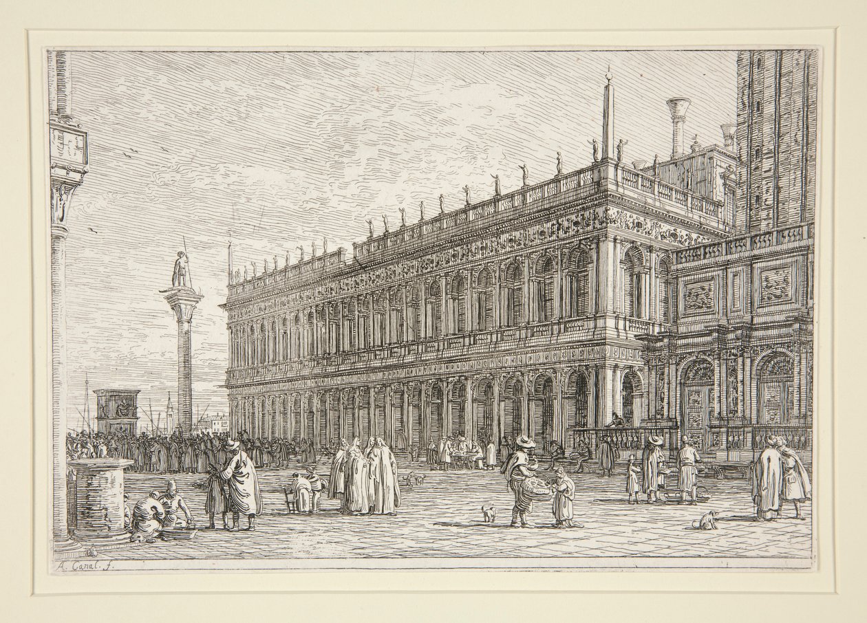 La Libreria. V., uit de serie Vedute (Gezichten) door Canaletto (Giovanni Antonio Canal)