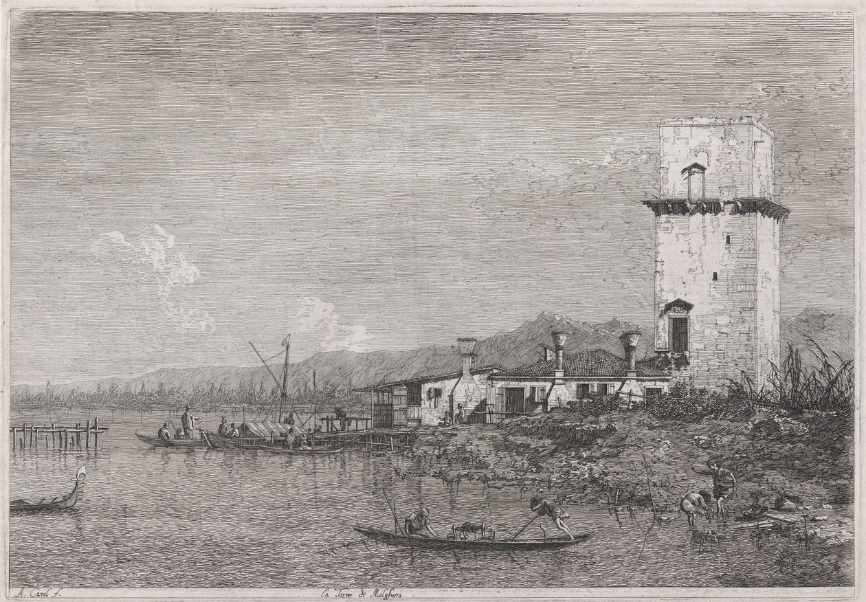 La Torre di Malghera, uit de serie Vedute door Canaletto (Giovanni Antonio Canal)