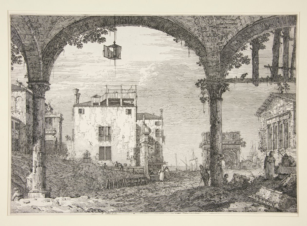 Het Portiek met de Lantaarn, uit de serie Vedute (Gezichten) door Canaletto (Giovanni Antonio Canal)