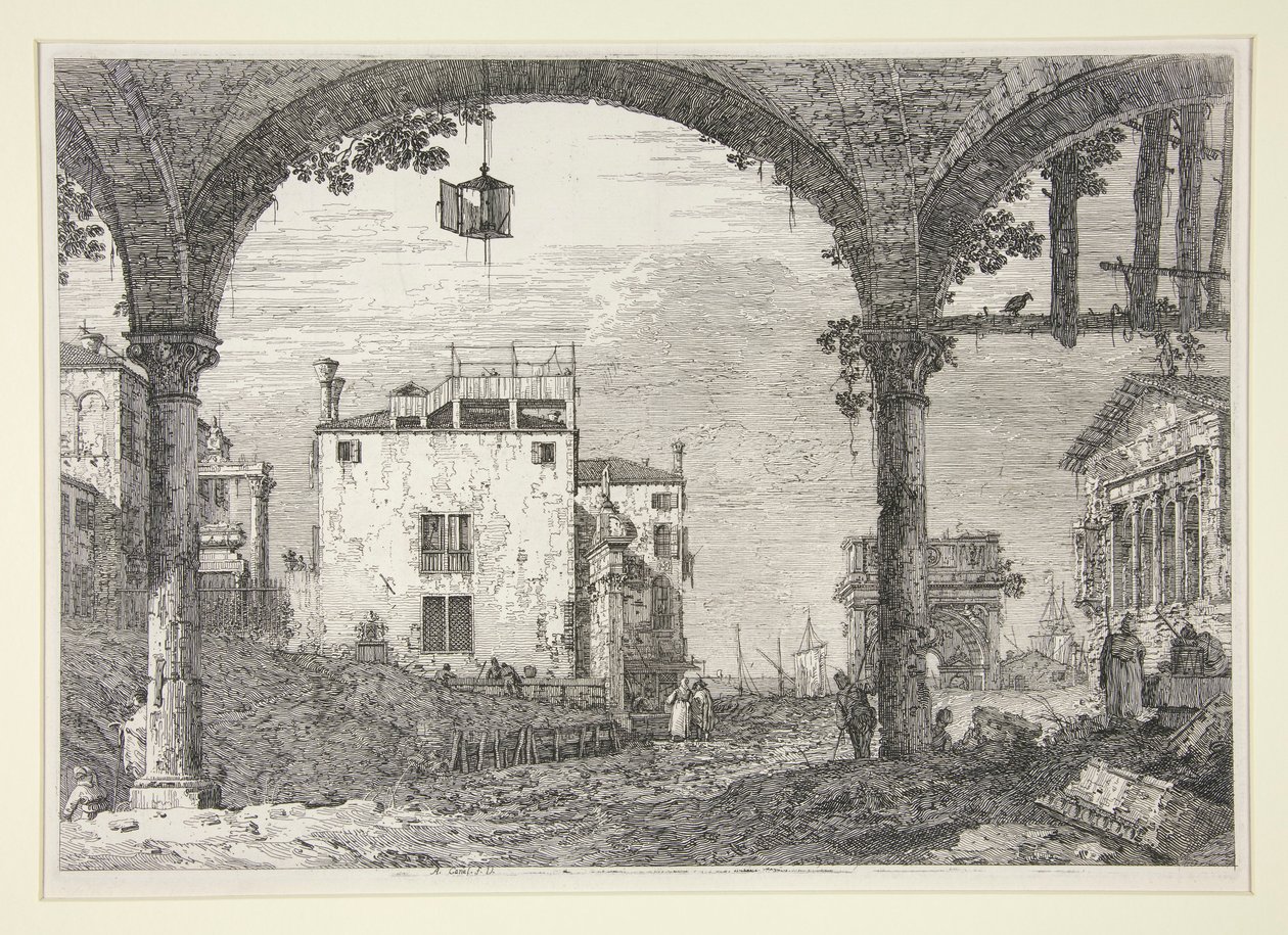 Le Portique à la lanterne (Het Portiek met de Lantaarn), uit de serie Vedute (Zichten) door Canaletto (Giovanni Antonio Canal)
