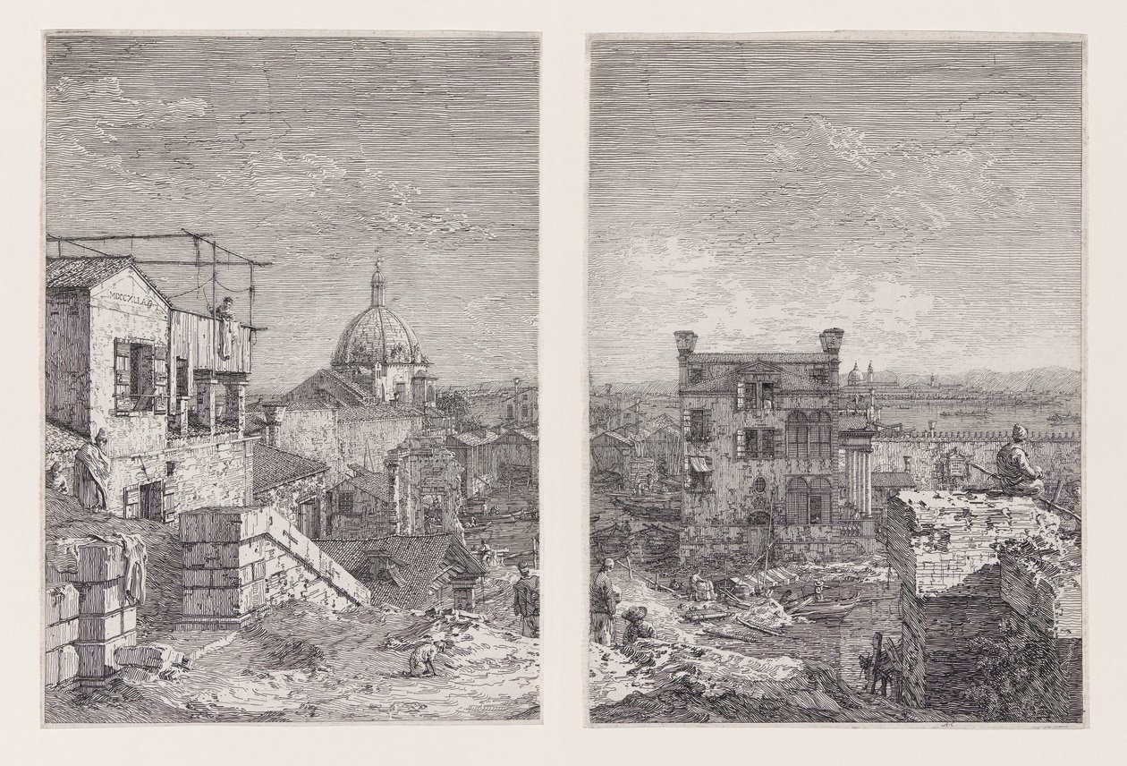 Het huis met de peristyle, uit de serie Vedute (Gezichten) door Canaletto (Giovanni Antonio Canal)