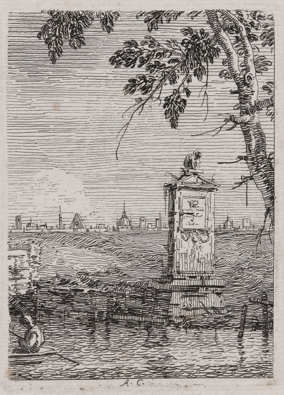 Het kleine monument, uit de serie Vedute (Gezichten) door Canaletto (Giovanni Antonio Canal)