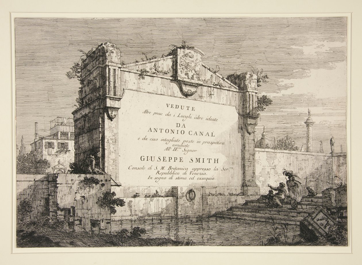 Titelplaat, uit de serie Vedute (Gezichten) door Canaletto (Giovanni Antonio Canal)