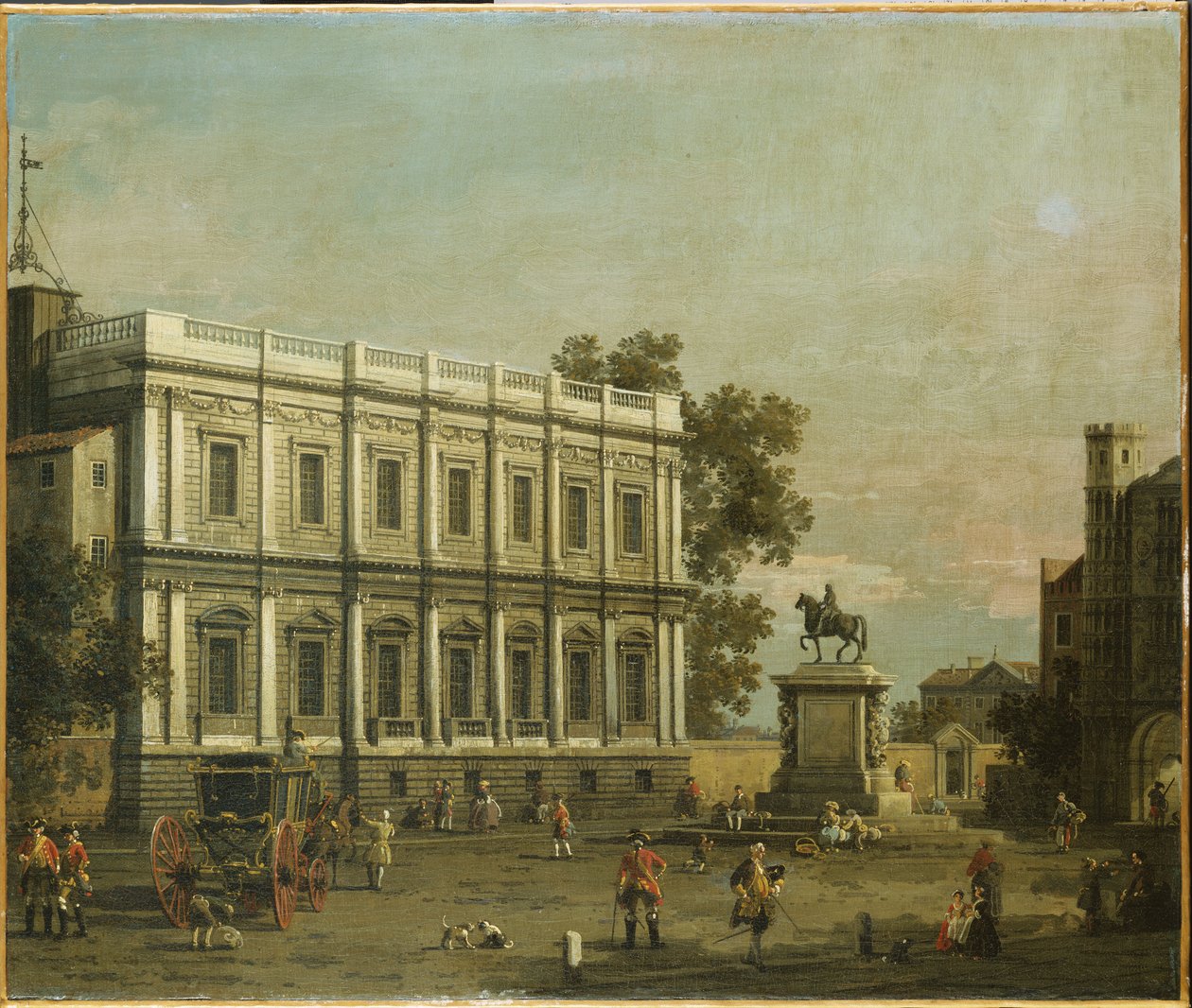 Een Capriccio van gebouwen in Whitehall, ca. 1754 door Giovanni Antonio Canal