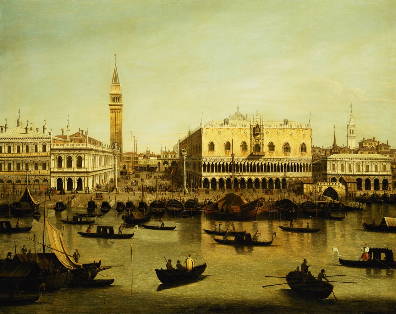 Een Uitzicht op de Molo vanaf het Bacino di San Marco, Venetië door Giovanni Antonio Canal