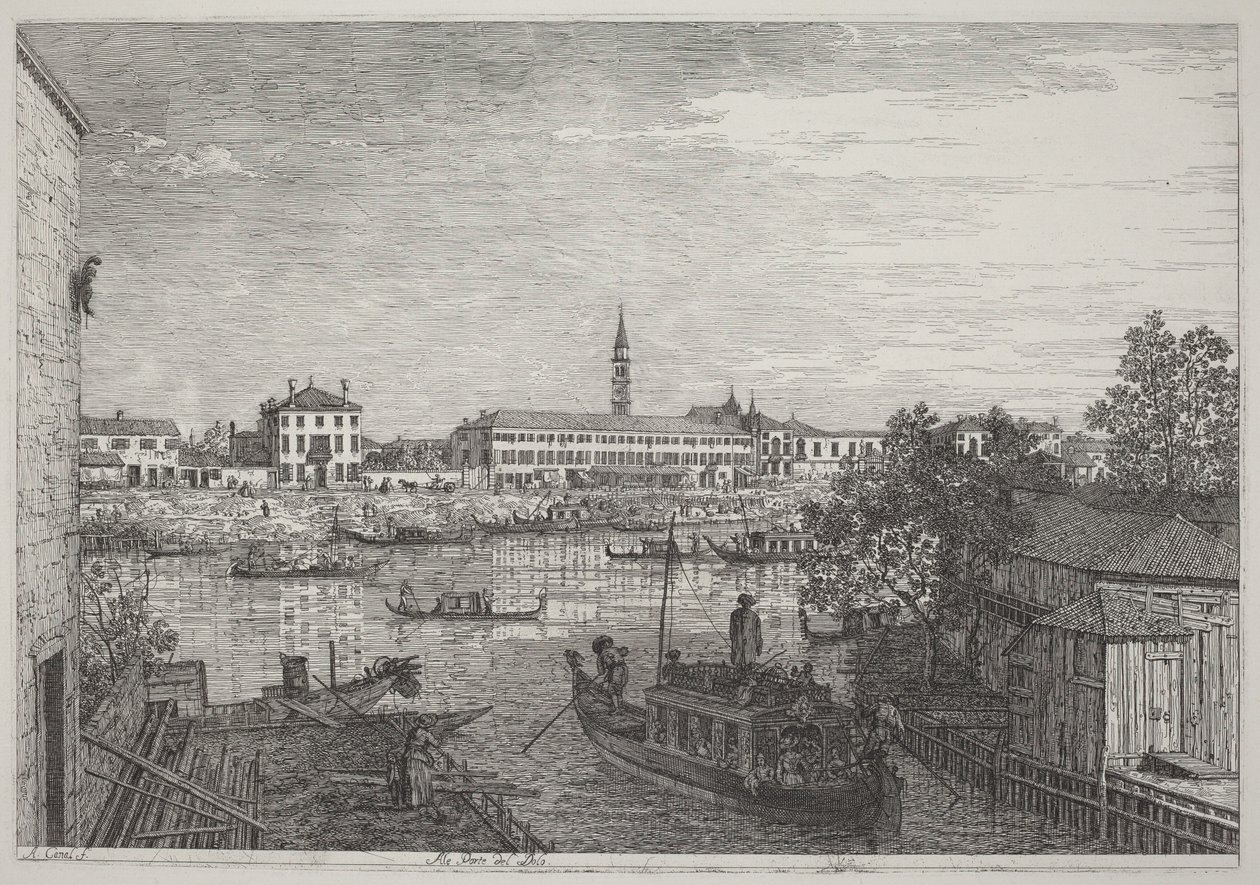 Bij de poorten van Dolo door Canaletto