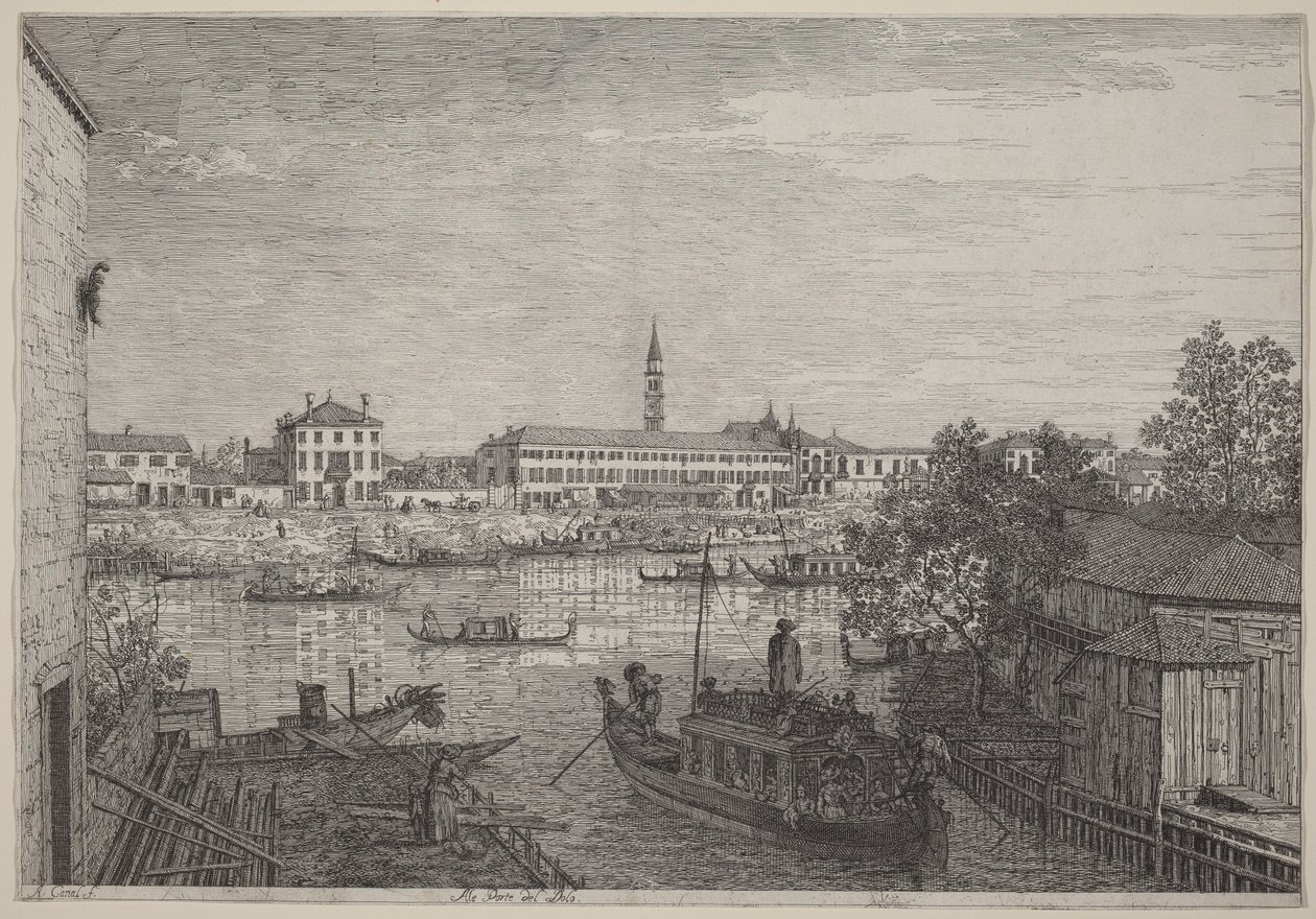 Bij de poorten van Dolo door Canaletto