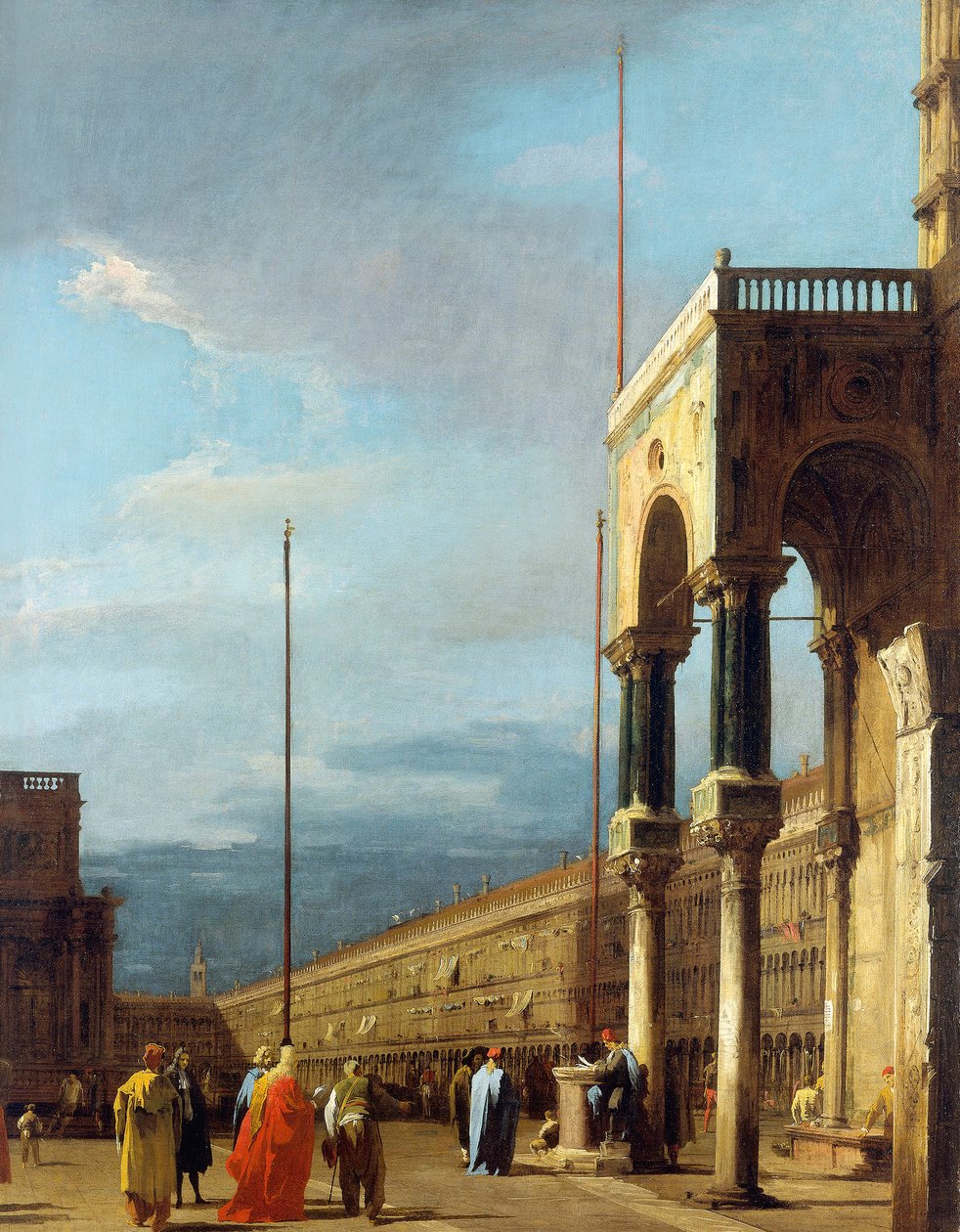Canaletto - Het Piazza kijkend naar het noordwesten met de narthex van San Marco c.1723-24 door Canaletto
