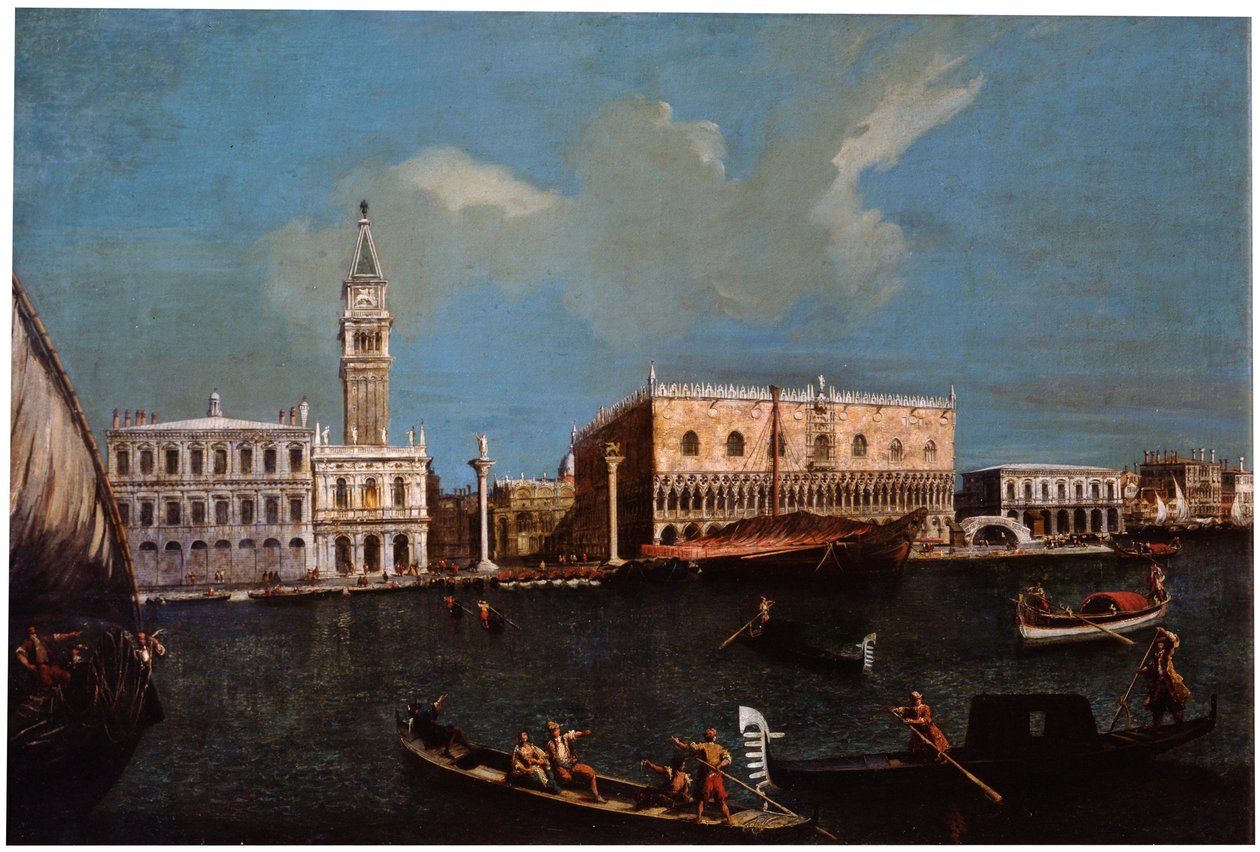 Groot Kanaal, Piazzetta en Dogepaleis in Venetië, 18e eeuw door Canaletto,