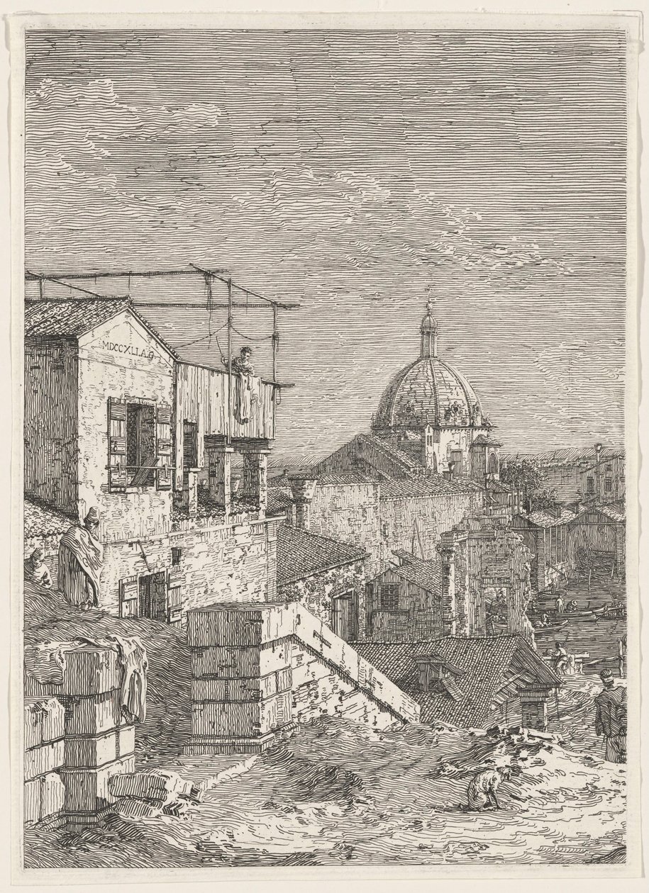 Fictief uitzicht op Venetië (linkerdeel) door Canaletto