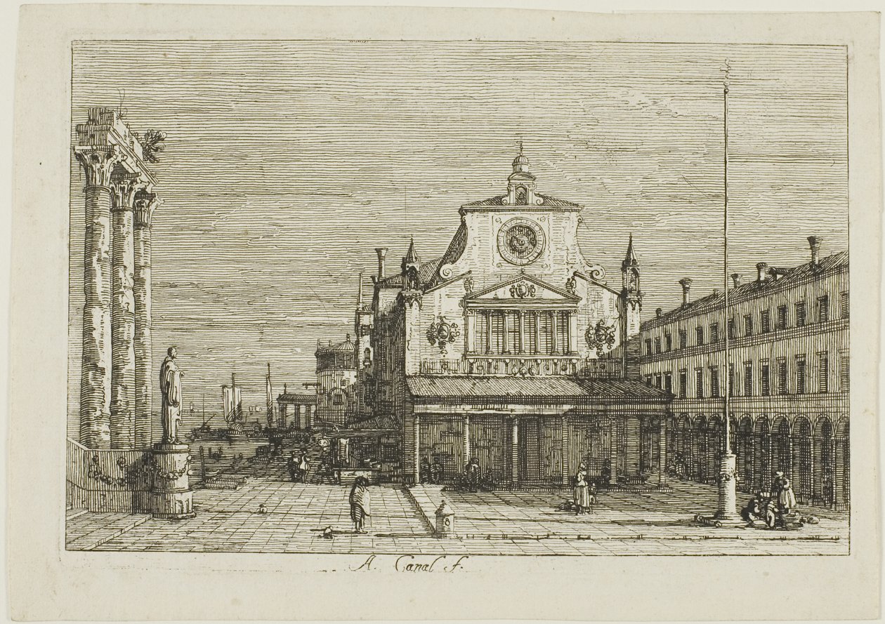 Imaginair Uitzicht op S. Giacomo di Rialto, uit Vedute door Canaletto
