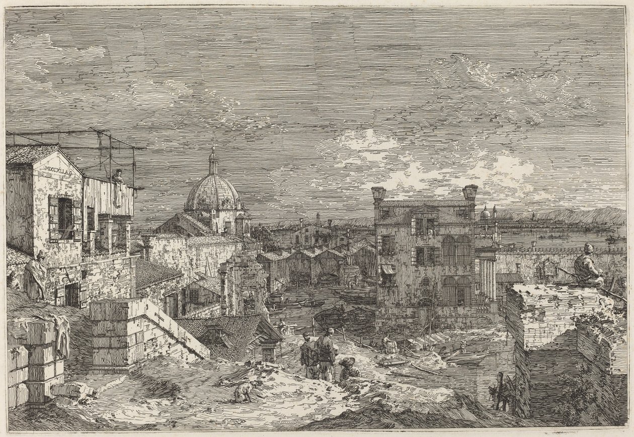 Denkbeeldig Uitzicht op Venetië door Canaletto