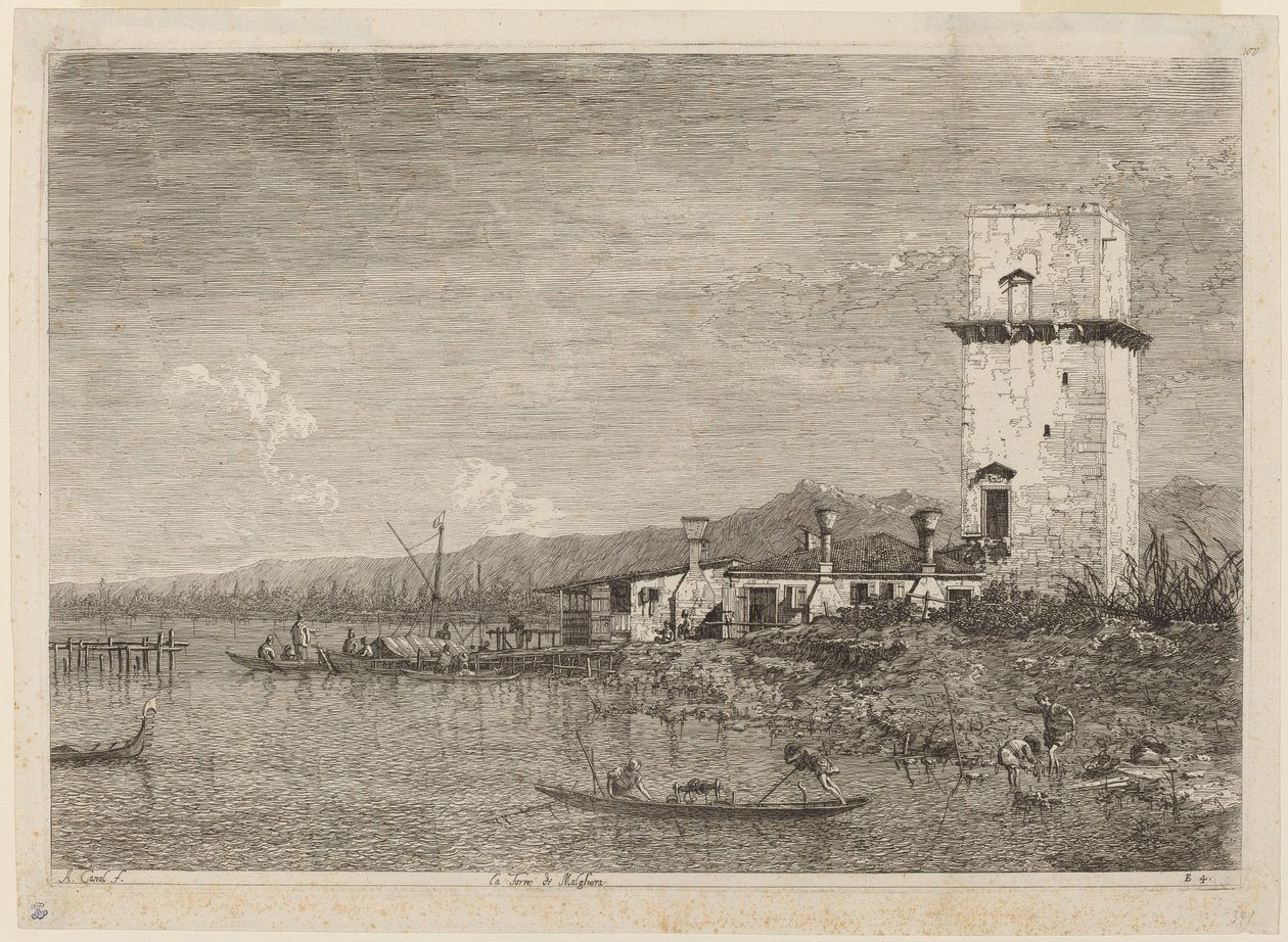 La Torre di Malghera, ca. 1735-1746 door Canaletto