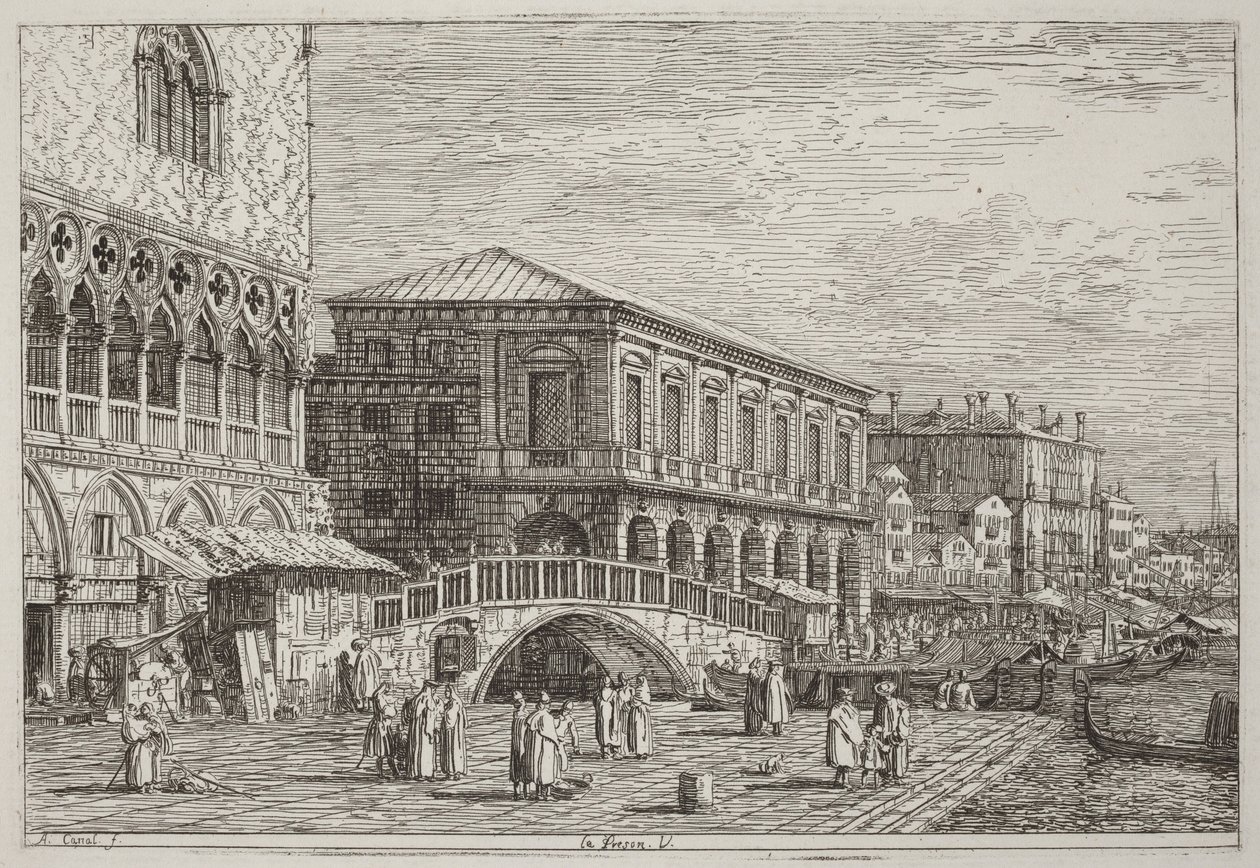 De gevangenis. V. [linksonder] door Canaletto