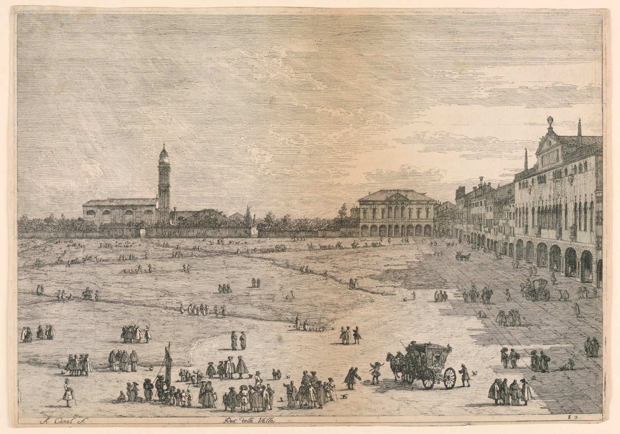 Prà della Valle (Prato della Valle, Padua), uit de Vedute altre prese da i luoghi altre ideate door Canaletto