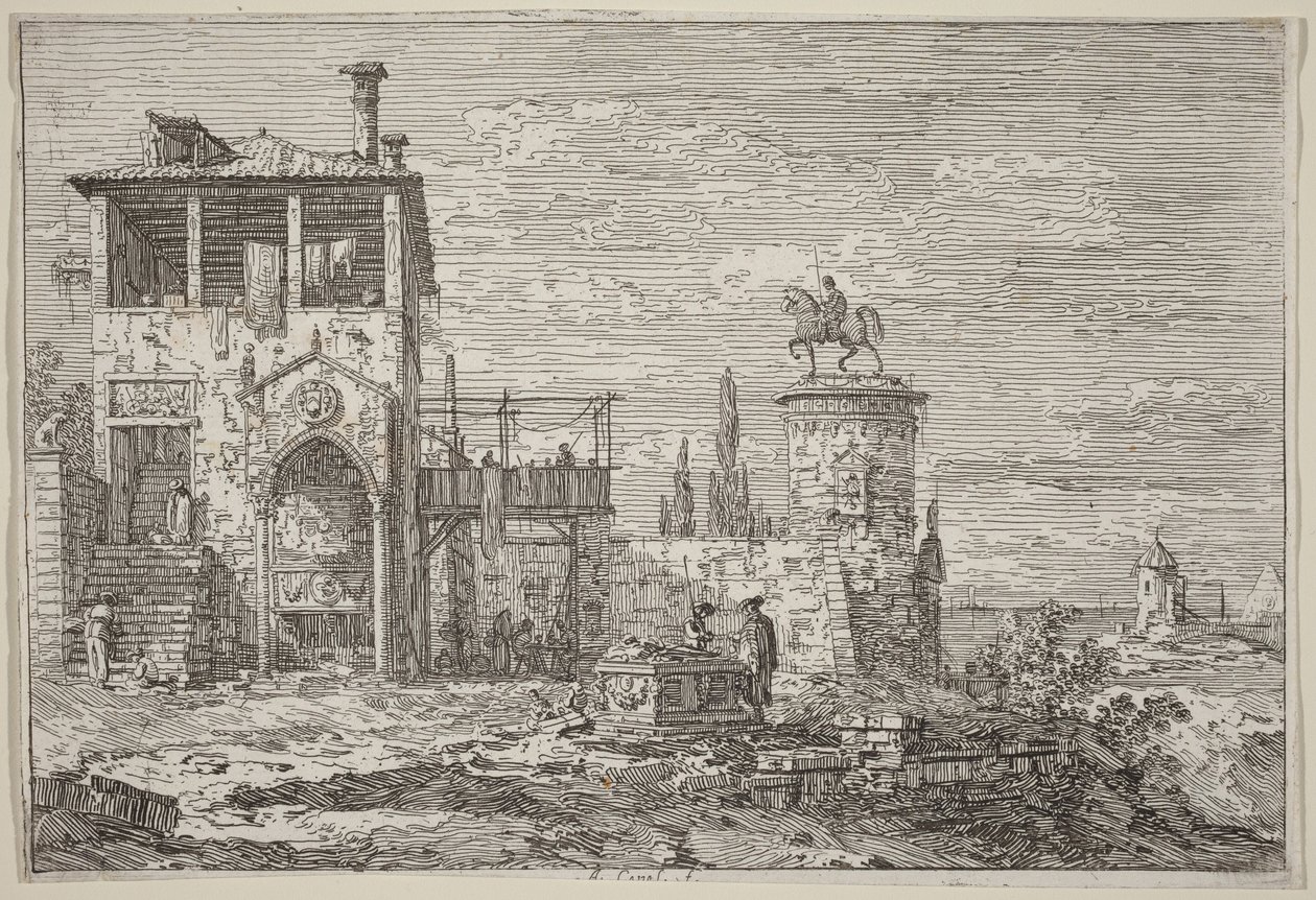 Het ruiterstandbeeld door Canaletto