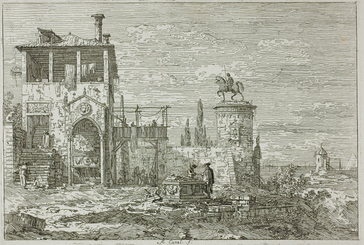 Het ruitermonument, uit Vedute door Canaletto