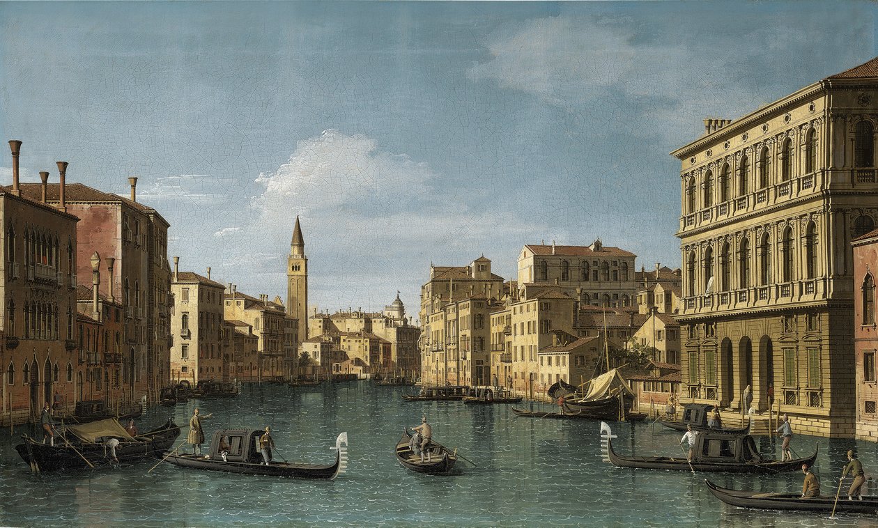 Het Canal Grande, Venetië, kijkend in noordwestelijke richting van de Ca