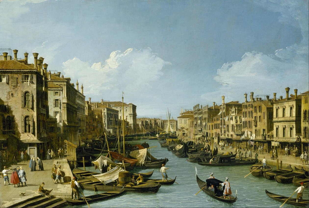 Het Canal Grande bij de Rialtobrug, Venetië door Canaletto