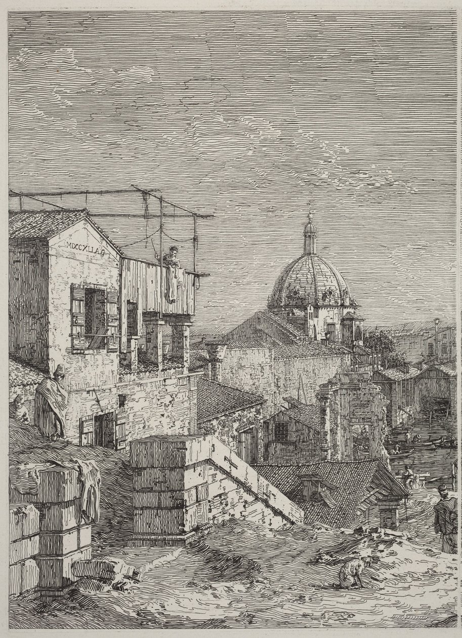 Het huis met de inscriptie [links] door Canaletto