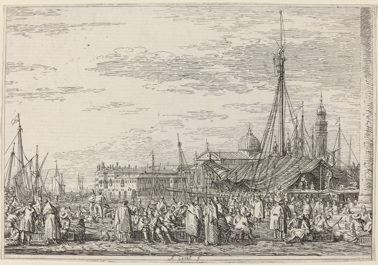 De markt op de Molo, ca. 1735-1746 door Canaletto